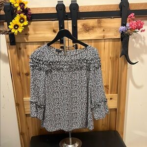 Talbots Monochrome Floral Blouse